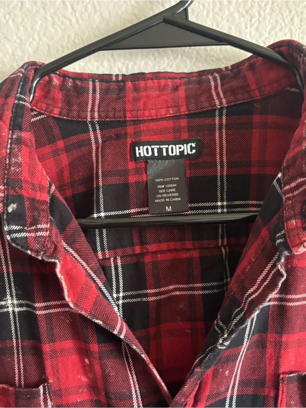 Hot Topic Red and Black Plaid Button-Down Shirt - Picture 4 of 5